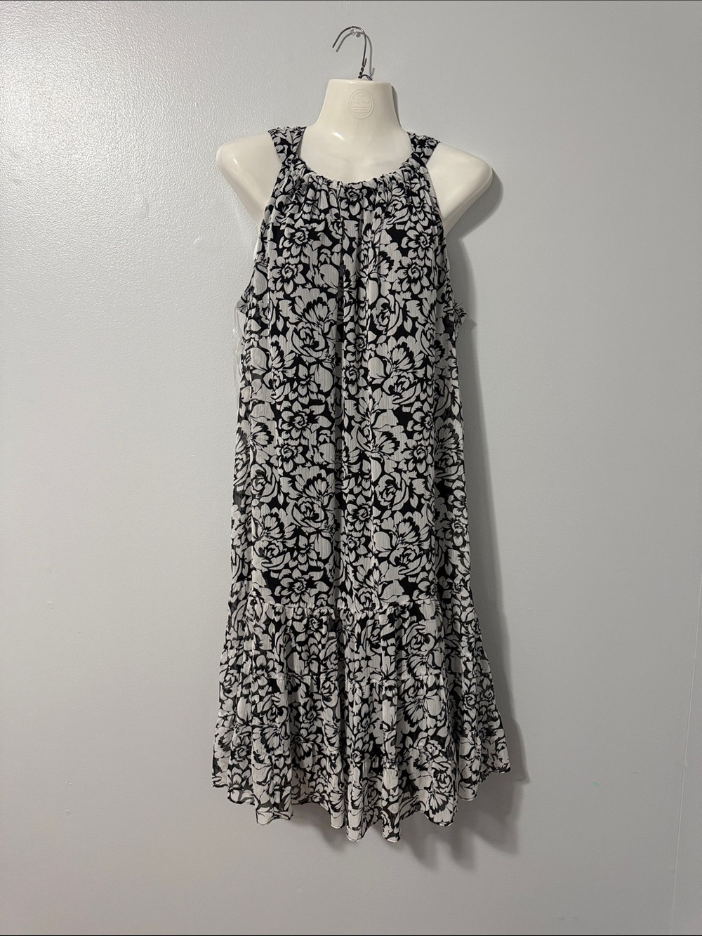 J.B.S. Black and White Floral Halter Dress